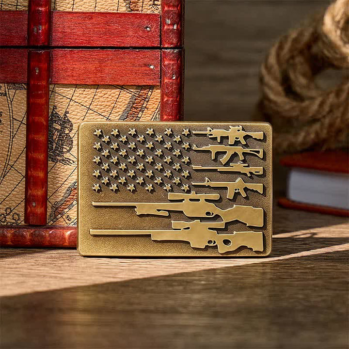 The Patriot Rifle Flag DIY Cowboy Shooting Buckle Leather Belt - Bronze - Without Belt - Not Included Belt - image 0
