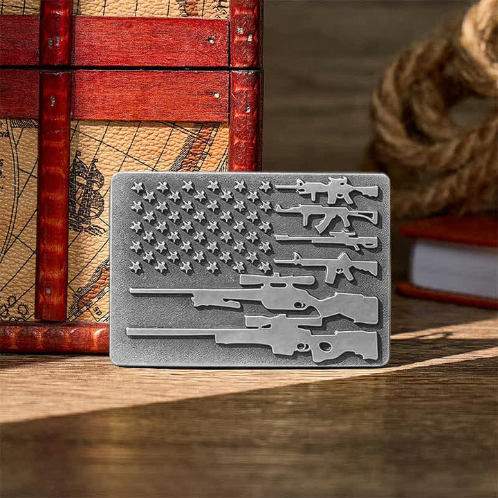 The Patriot Rifle Flag DIY Cowboy Shooting Buckle Leather Belt - Silver - Without Belt - Not Included Belt - image 9