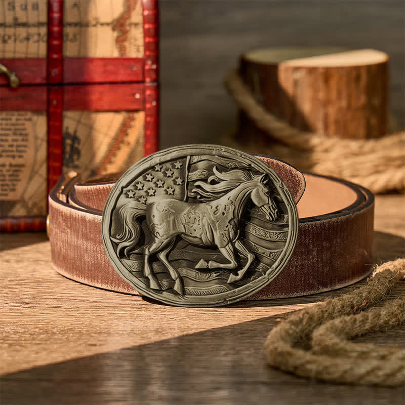 Freedom Gallop Patriotic American Flag DIY Buckle Leather Belt - Bronze - Brown Distressed Belt - 42 - image 13