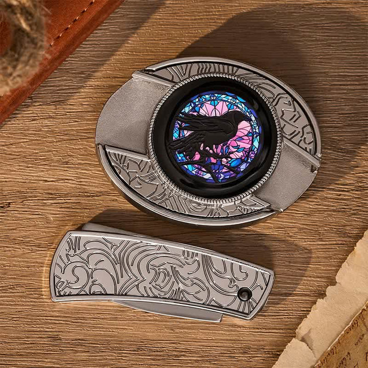 Midnight Raven's Window DIY Hidden Folding Knife Buckle Leather Belt - image 10