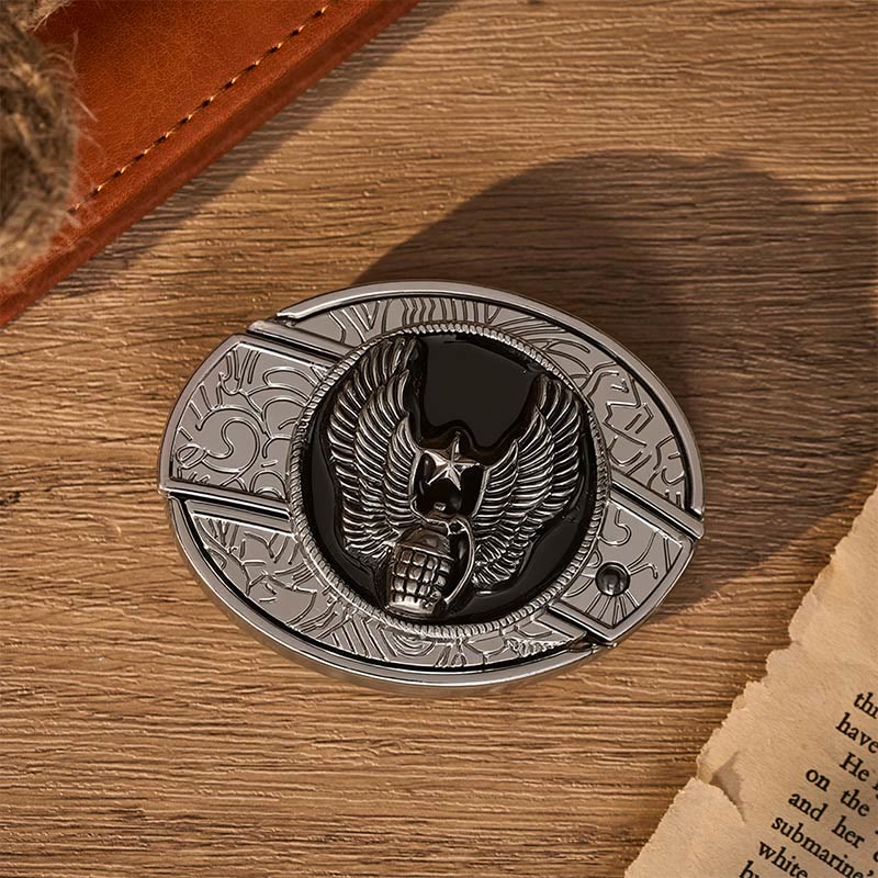 Winged Star Grenade DIY Hidden Folding Knife Buckle Leather Belt - image 10