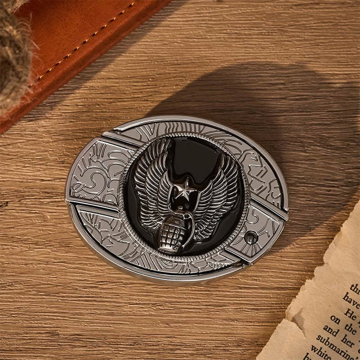 Winged Star Grenade DIY Hidden Folding Knife Buckle Leather Belt - image 10