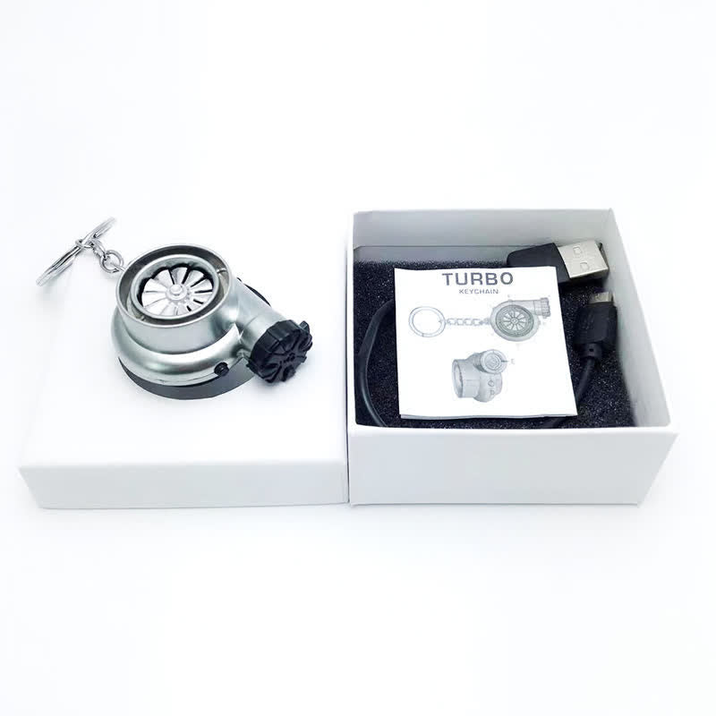 Creative Turbo Spinning Turbine Electric Lighter Keychain - Matte Silver - image 10