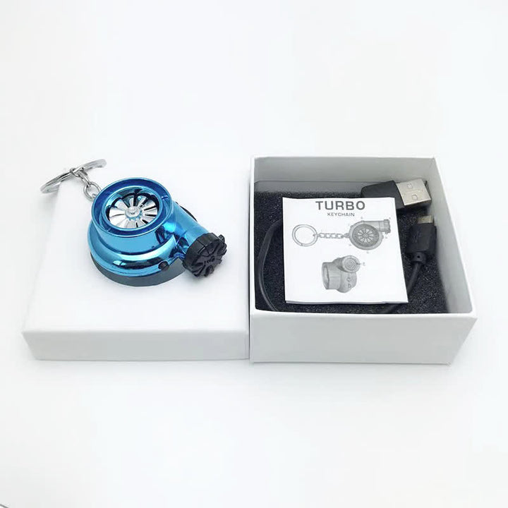 Creative Turbo Spinning Turbine Electric Lighter Keychain - Blue - image 11