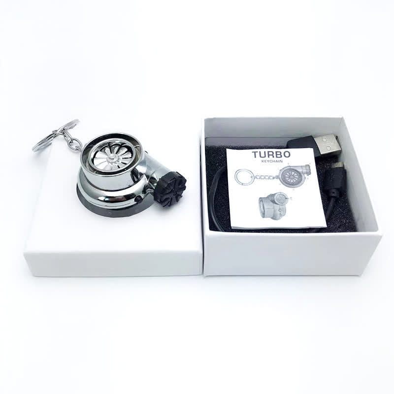 Creative Turbo Spinning Turbine Electric Lighter Keychain - Silver - image 9