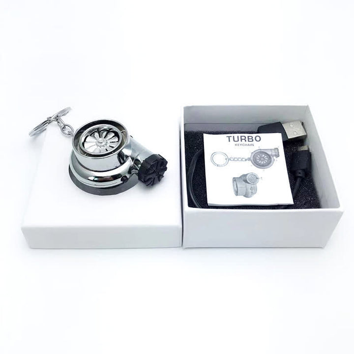 Creative Turbo Spinning Turbine Electric Lighter Keychain - Silver - image 9