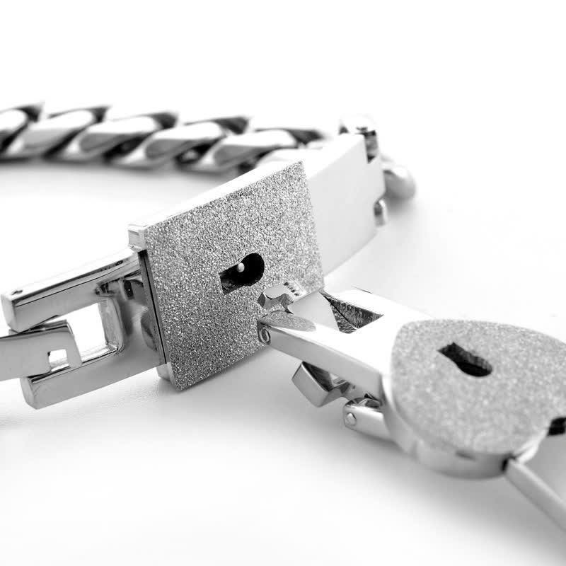 2Pcs Matching Heart Lock And Key Interlocking Couple Bracelets Set - image 3