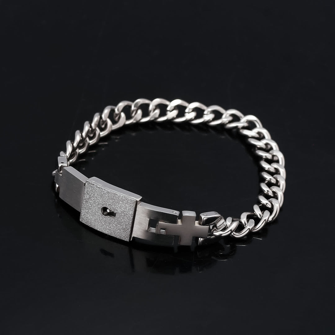 2Pcs Matching Heart Lock And Key Interlocking Couple Bracelets Set - image 5