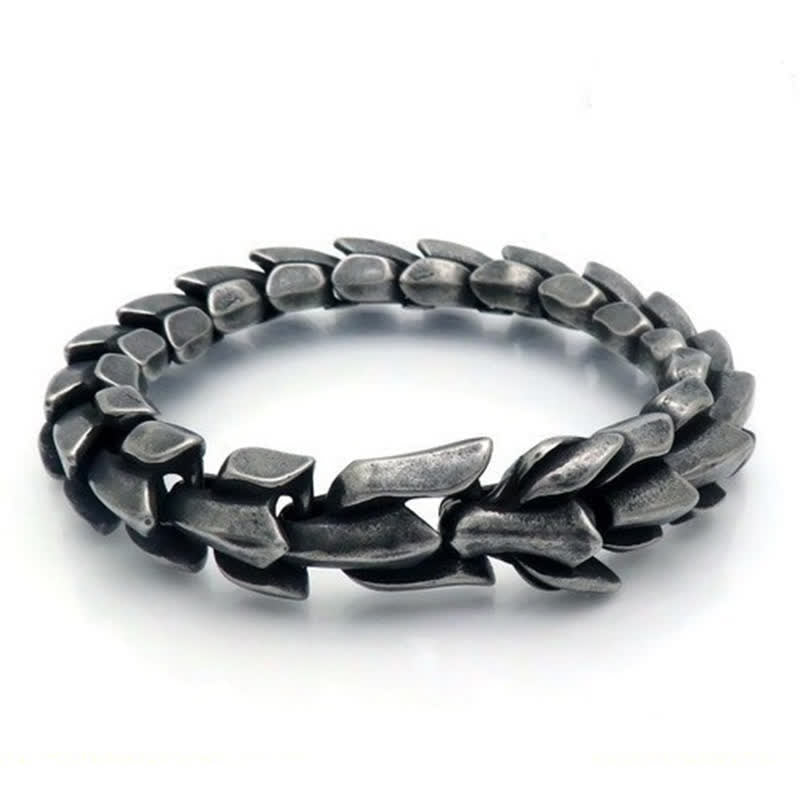 Men's Punk Chunky Heavy Dragon Scale Cuban Bracelet - Oxidized Black - 9.06" / 23cm - image 3