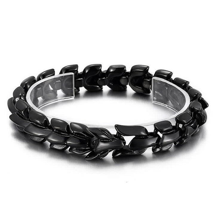 Men's Punk Chunky Heavy Dragon Scale Cuban Bracelet - Black - 8.66" / 22cm - image 5