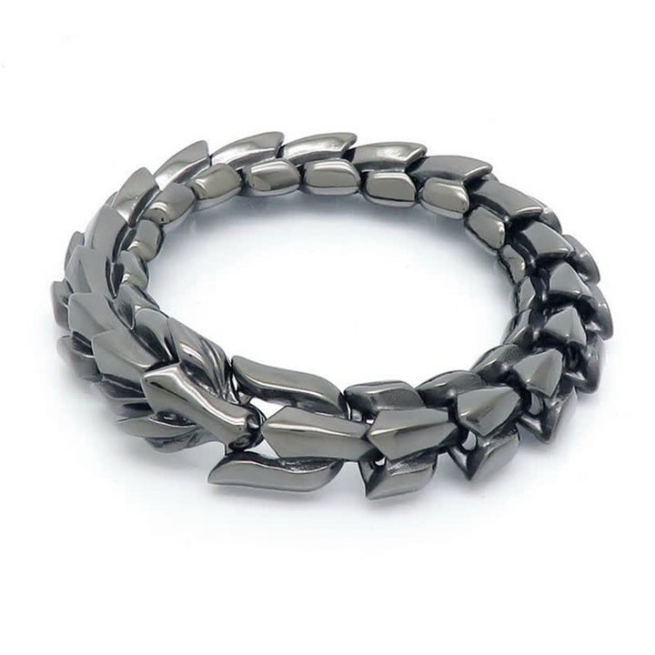Men's Punk Chunky Heavy Dragon Scale Cuban Bracelet - Gray - 8.66" / 22cm - image 6
