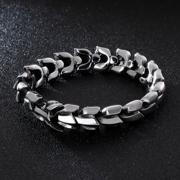 Men's Punk Chunky Heavy Dragon Scale Cuban Bracelet - Silver - 9.45" / 24cm - image 0