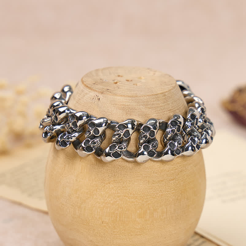 Men's Hip Hop Skull Legion Cuban Chain Bracelet - image 2