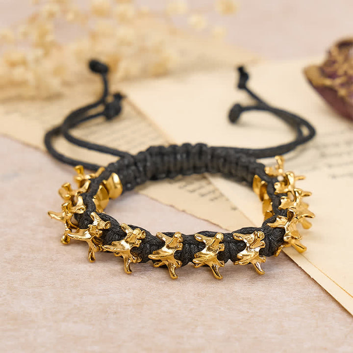 Dragon Vertebrae Braided Spine Chain Bracelet - Black & Gold - image 0