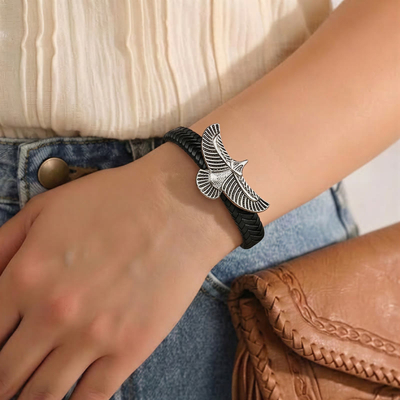 Men's Vintage Western Braided Leather Spread Eagle Bracelet - image 6