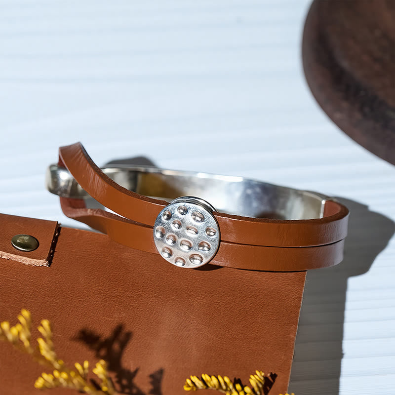 Men's Modern Minimalist Mixed Metal & Leather Bracelet - image 5