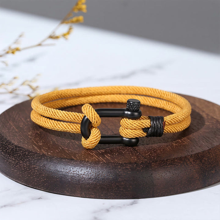Minimalist Milan Cord Black Stainless Steel U-clasp Bracelet - Golden - image 14
