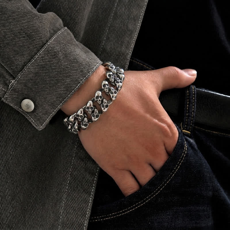 Men's Hip Hop Skull Legion Cuban Chain Bracelet - image 1