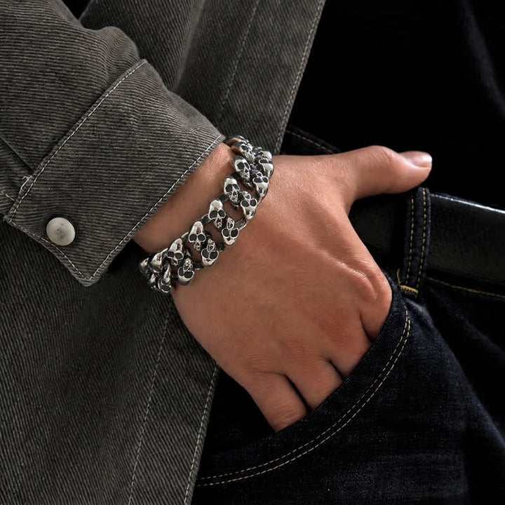 Men's Hip Hop Skull Legion Cuban Chain Bracelet - image 1