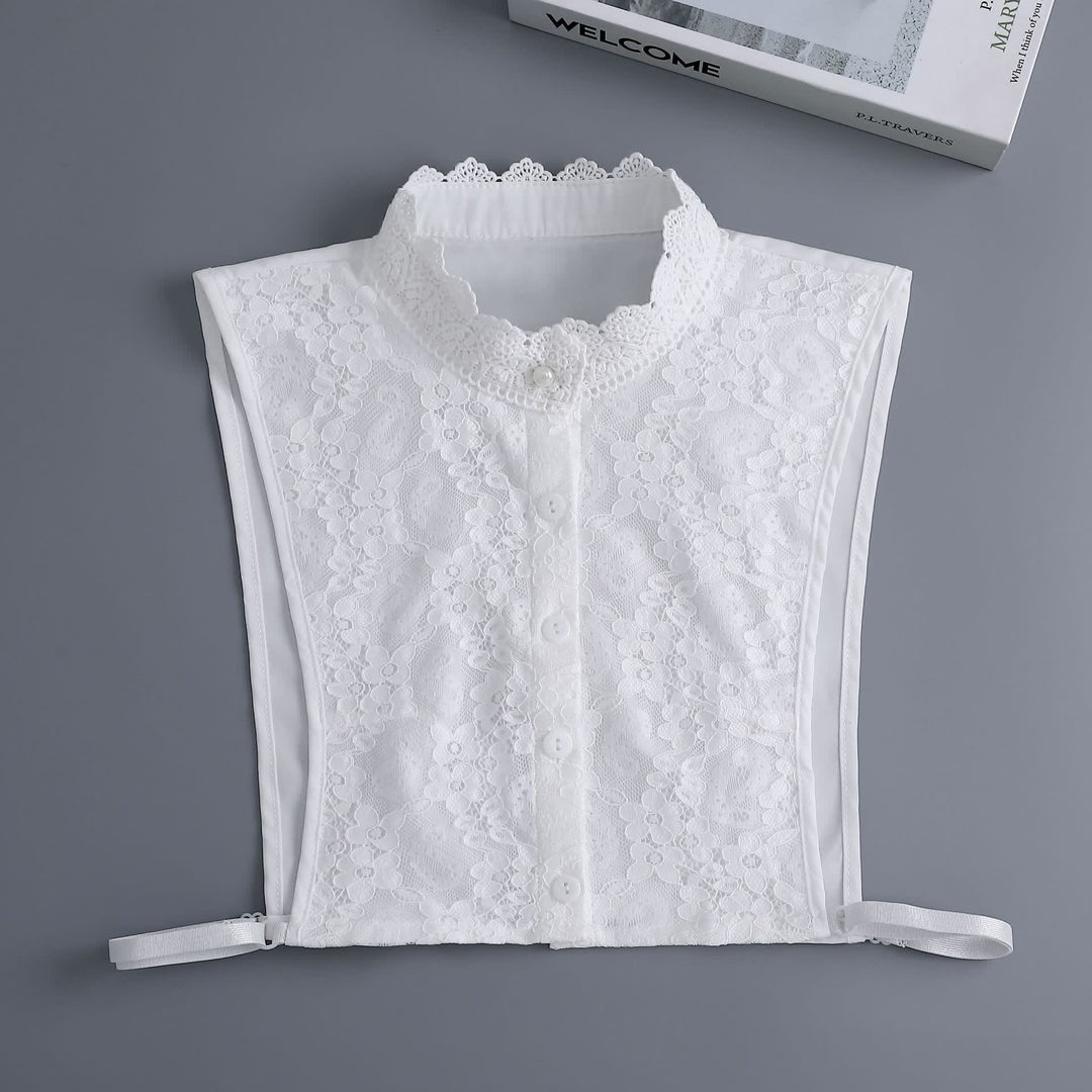 Women's Victorian Full Floral Lace Detachable Stand Up Fake Collar - White - One Size - image 2