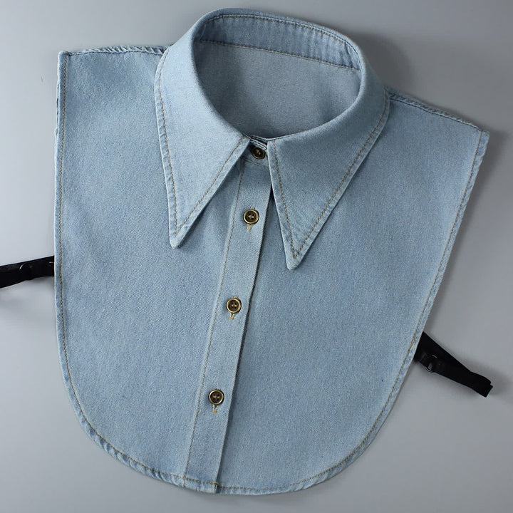 Classic Pointed Denim Detachable Large Pointed Fake Collar - Light Blue - One Size - image 1
