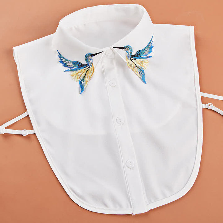 Women's Cute Colored Hummingbird Embroidered Fake Collar - image 2