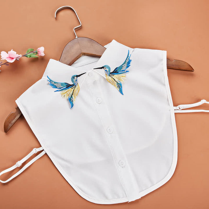 Women's Cute Colored Hummingbird Embroidered Fake Collar - image 4