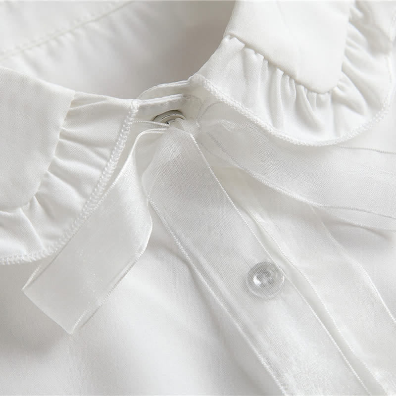 Women's Ruffled Detachable Fake Collar With Bow Knot - image 5