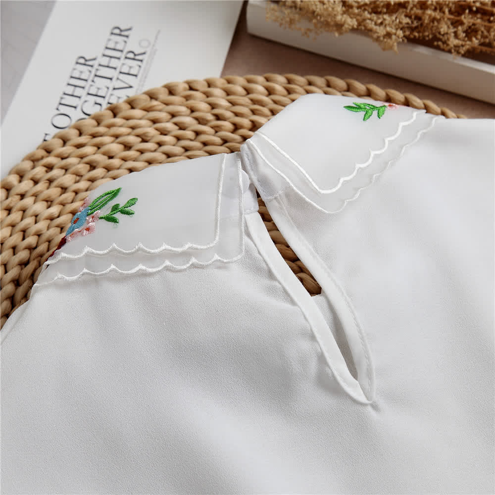 Women's Colorful Floral Embroidered Double-Layered Fake Collar - image 4