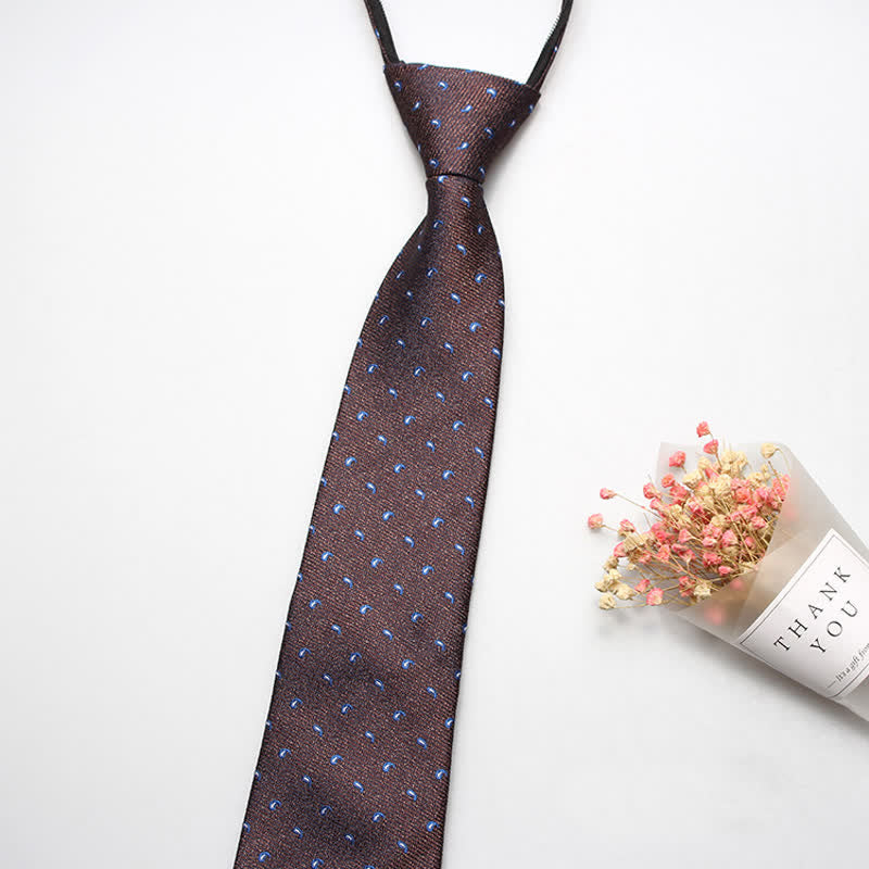 Men's Trendy Micro Paisley Zipper Tie Necktie - Coffee - image 5
