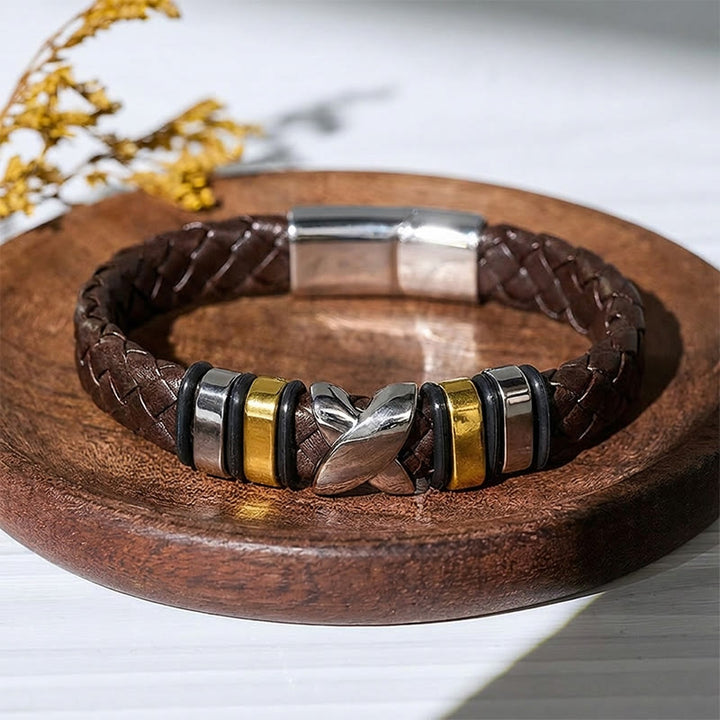 Multi Style Alloy Bead Vintage Leather Bracelet - Style1#-Brown / Black - 7.87-8.86 in / 200-225 mm - image 10