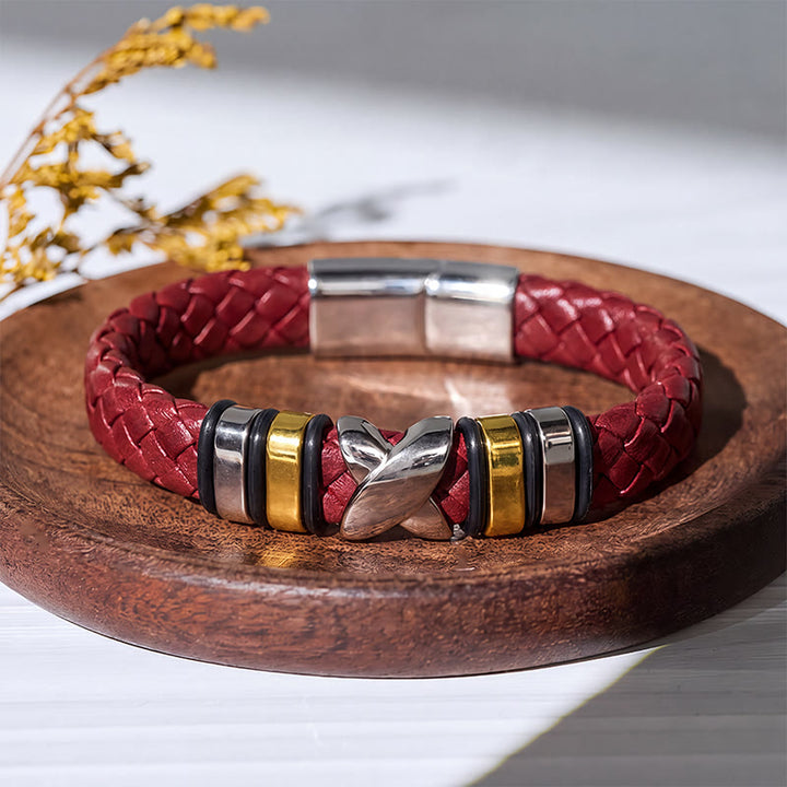 Multi Style Alloy Bead Vintage Leather Bracelet - Style#1-Red / Gold - 7.87-8.86 in / 200-225 mm - image 11