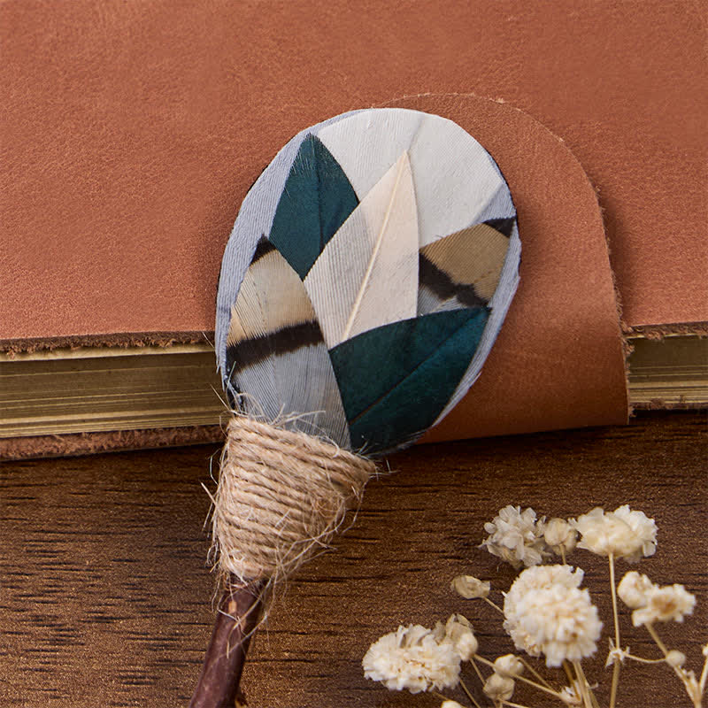 Slate Gray & Teal Coastal Geometric Feather Bow Tie with Lapel Pin - image 4