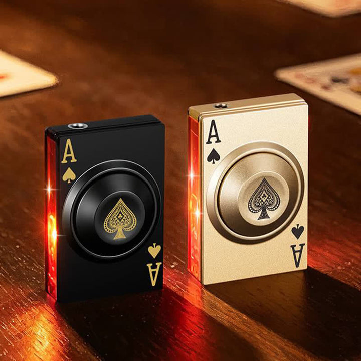 Cool Spinning Royal Ace Poker Fidget Butane Lighter With LED Light - image 1