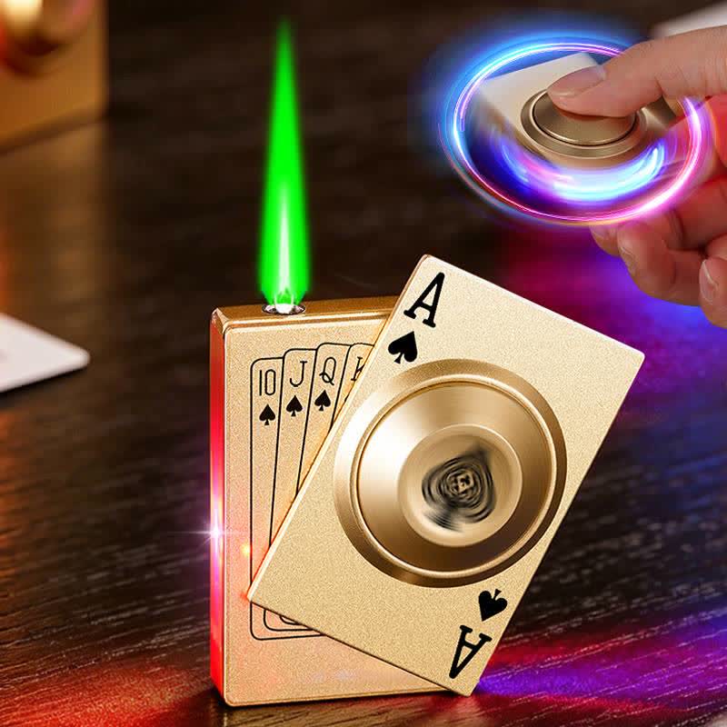 Cool Spinning Royal Ace Poker Fidget Butane Lighter With LED Light - image 4