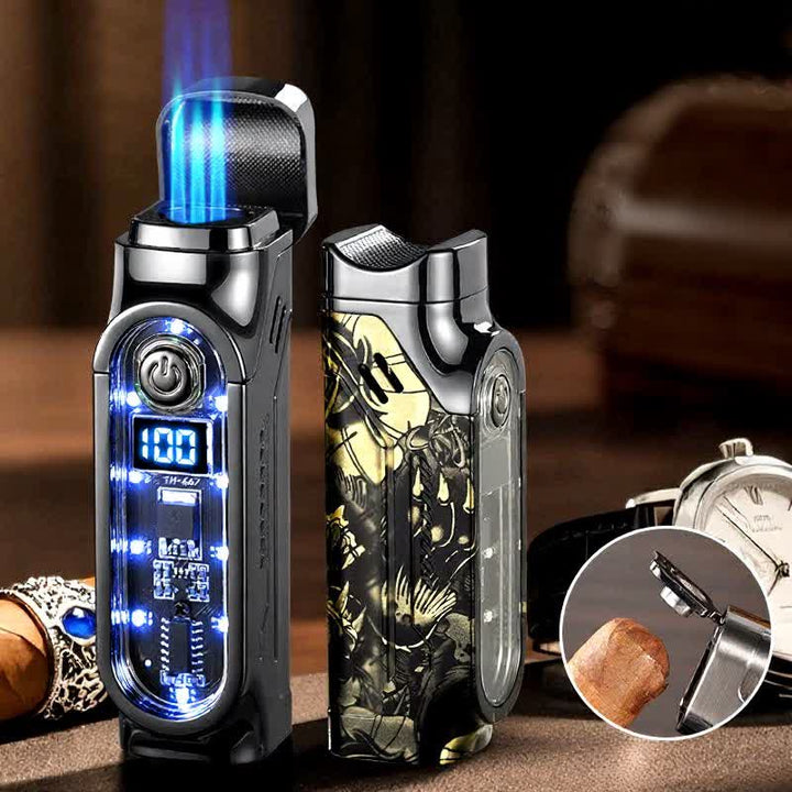 Triple Jet Torch Cigar Lighter With Digital Power Display & Cigar Punch - image 8