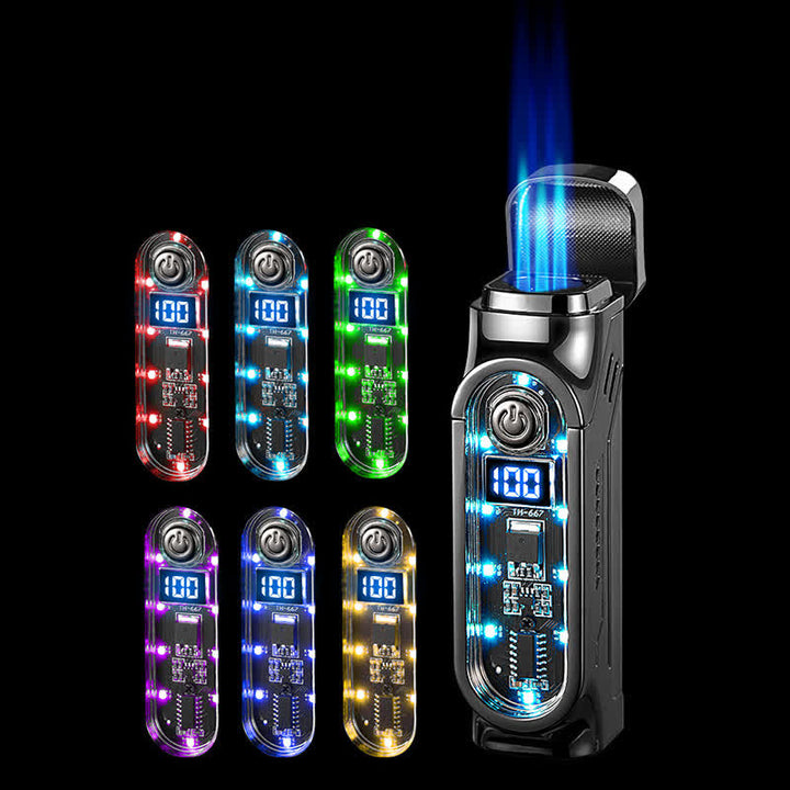 Triple Jet Torch Cigar Lighter With Digital Power Display & Cigar Punch - image 7