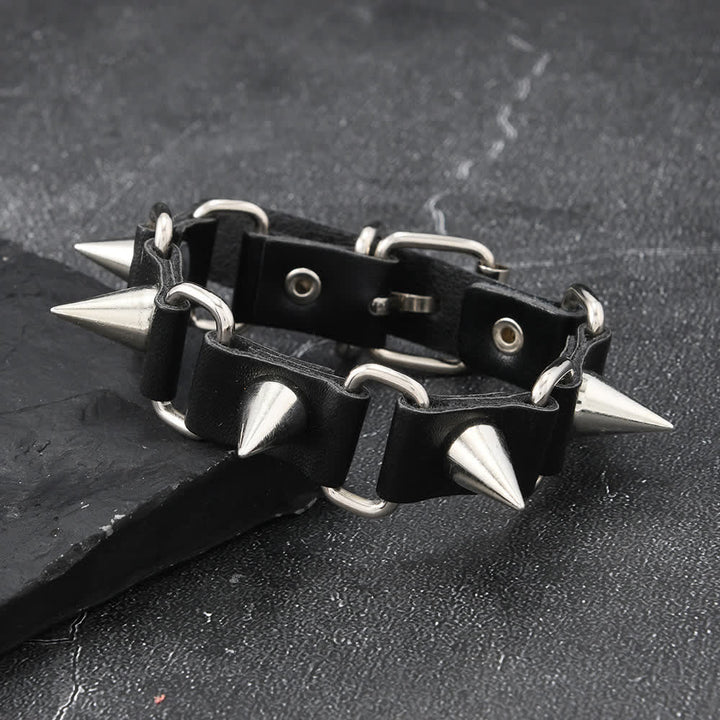 Gothic Punk Heavy Metal Studded PU Leather Bracelet - Rivet - image 4