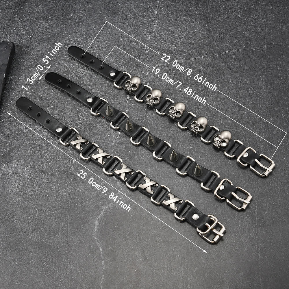 Gothic Punk Heavy Metal Studded PU Leather Bracelet - image 3