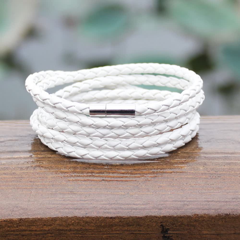 Multi-Layer Magnetic Buckle Braided PU Leather Wrap Bracelet - image 5