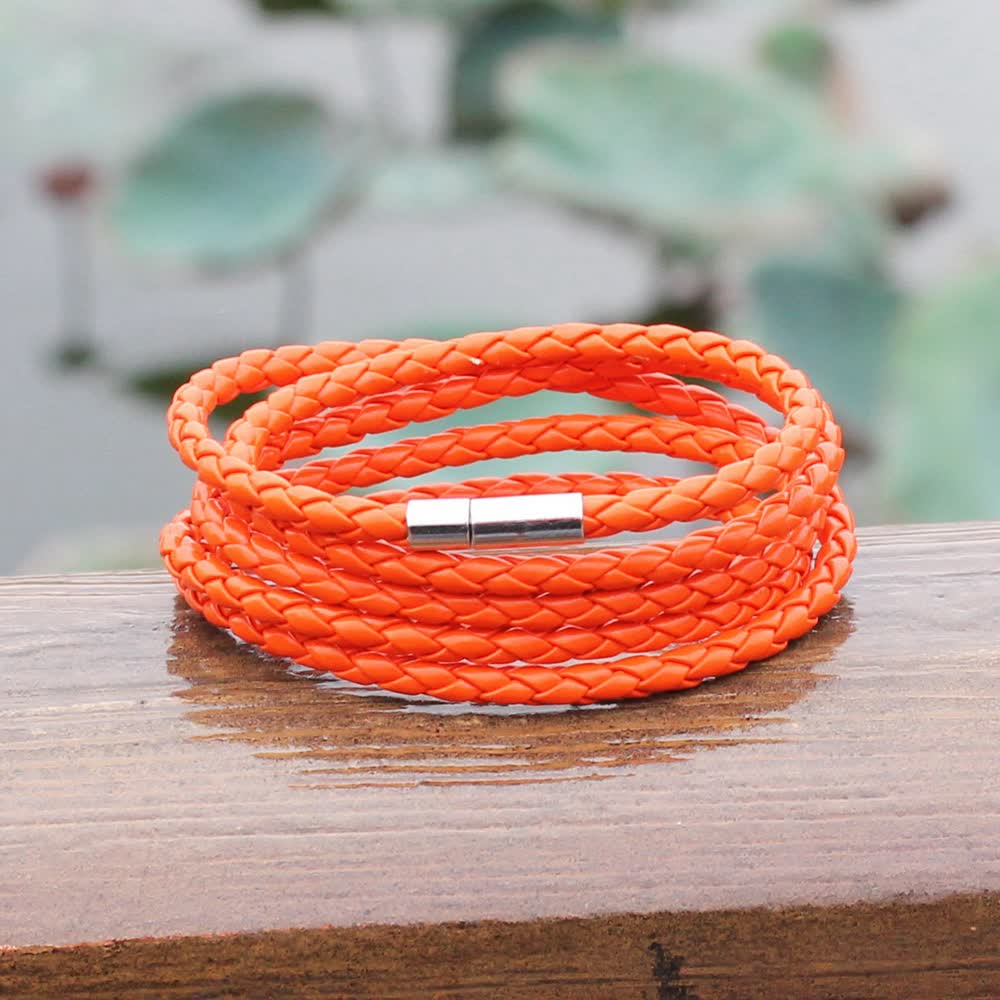 Multi-Layer Magnetic Buckle Braided PU Leather Wrap Bracelet - image 17