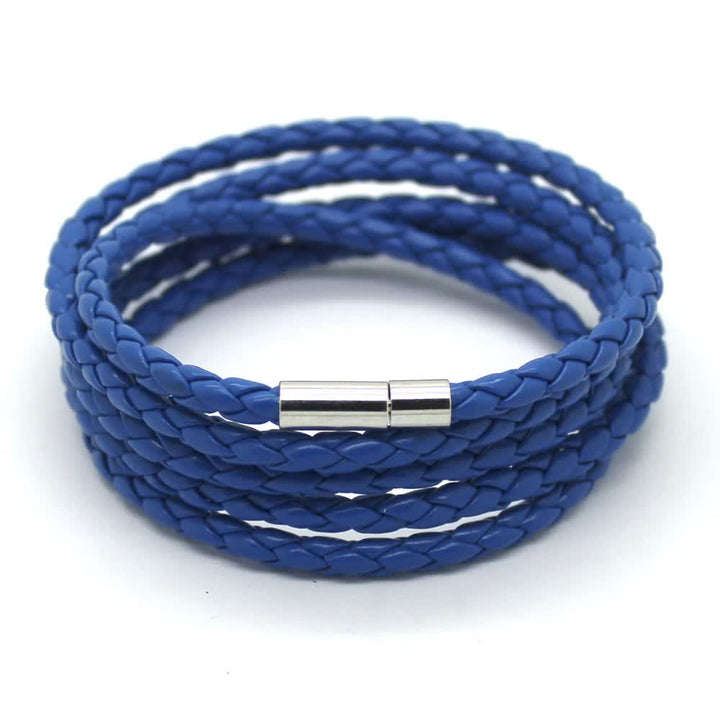 Multi-Layer Magnetic Buckle Braided PU Leather Wrap Bracelet - image 19