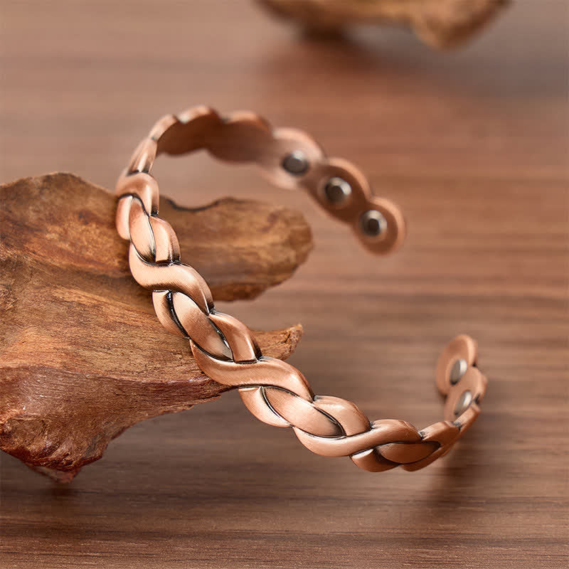Braided Twist Pure Copper Magnetic Bracelet And Ring Set - Bracelet - image 3
