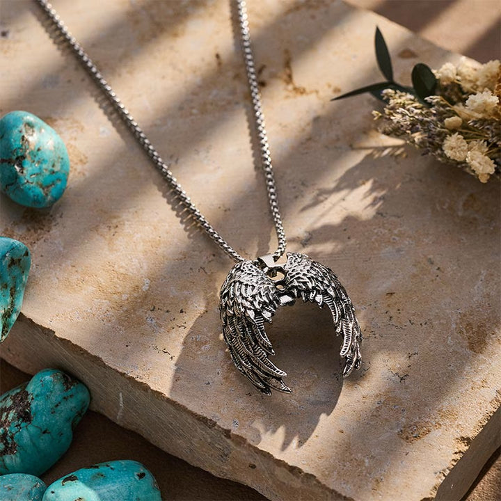 Vintage Punk Angel Wings Feather Pendant Necklace - image 4