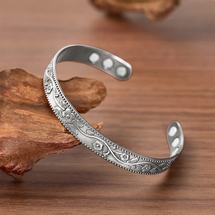 Vintage Floral Embossed Magnetic Bracelet And Ring Set - image 5