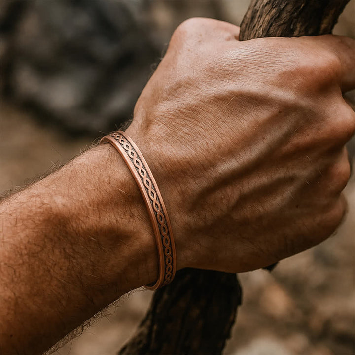 Slim Copper Infinity Braid Cuff Magnetic Bracelet - image 1