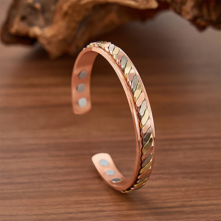 Tri-Color Braided Rope Design Adjustable Magnetic Bracelet - Style #1 - image 0