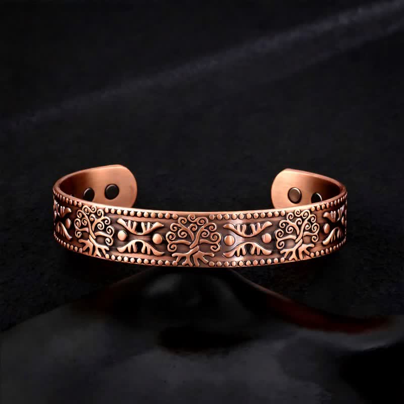 Celtic Knots Tree Of Life Adjustable Cuff Copper Magnetic Bracelet - Style #2 - image 4