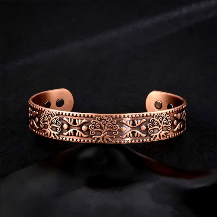 Celtic Knots Tree Of Life Adjustable Cuff Copper Magnetic Bracelet - Style #2 - image 4