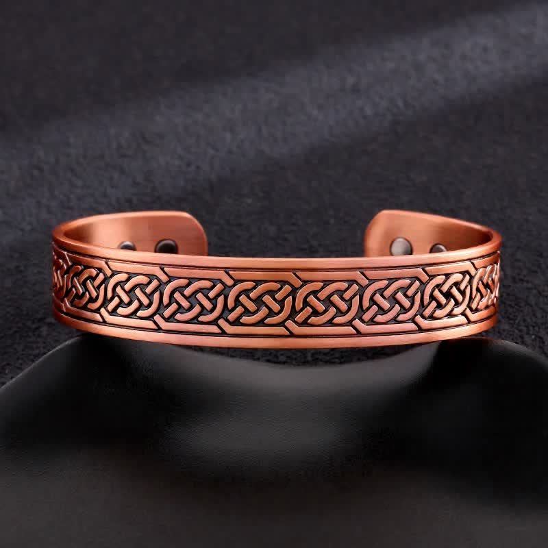 Celtic Knots Tree Of Life Adjustable Cuff Copper Magnetic Bracelet - Style #6 - image 8